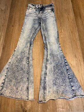 Flying Monkey High Rise Super Flare Women's Acid Wash Jeans